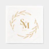 Elegante koppels Monogram Initialen Datum Goud Folie Servetten (Voorkant)