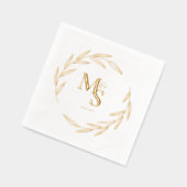 Elegante koppels Monogram Initialen Datum Goud Folie Servetten (Links)