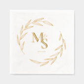 Elegante koppels Monogram Initialen Datum Goud Folie Servetten (Voorkant)