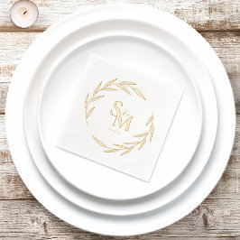 Elegante koppels Monogram Initialen Datum Goud Folie Servetten