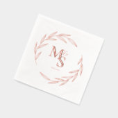 Elegante koppels Monogram Initialen Datum Roos Gou Folie Servetten (Links)