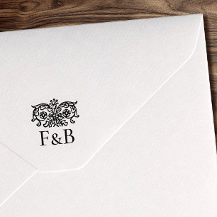 Elegante Koppels Monogram Trouw Huwelijk Vintage B Zelfinktende Stempel