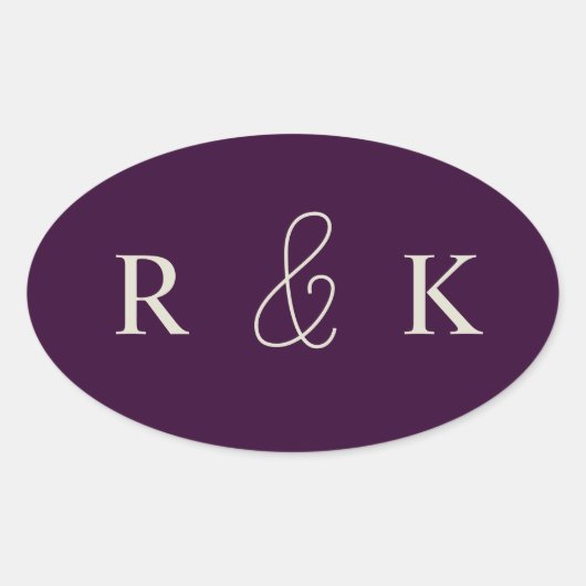 Elegante koppels monogrammed ovale sticker (Voorkant)