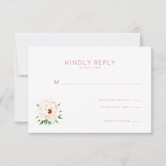Elegante Koraal Bloem RSVP Kaartje (Voorkant)