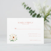 Elegante Koraal Bloem RSVP Kaartje (Staand voorkant)