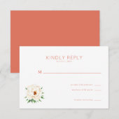 Elegante Koraal Bloem RSVP Kaartje (Voorkant / Achterkant)