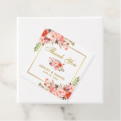 Elegante koraal bloemengoud bruiloft dank u bedankjes labels (In situ)