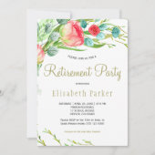 Elegante koraal blos tuin rozen pensioen partij kaart (Voorkant)