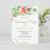 Elegante koraal blos tuin rozen pensioen partij kaart (Staand voorkant)