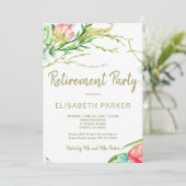 Elegante koraal blos tuin rozen pensioen partij kaart (Staand voorkant)