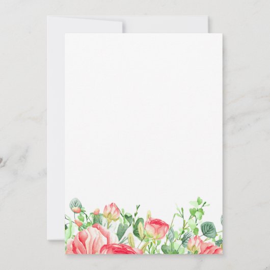 Elegante koraal blos tuin rozen pensioen partij kaart (Achterkant)