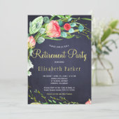 Elegante koraal blos tuin rozen pensioen partij kaart (Staand voorkant)