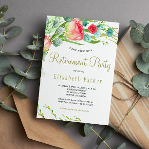 Elegante koraal blos tuin rozen pensioen partij kaart