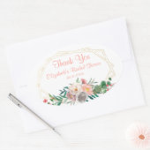 Elegante koraal bruidsdouche vierkante sticker (Envelop)