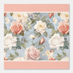 Elegante Koraal en Ivoor Rozen Room Border Behang