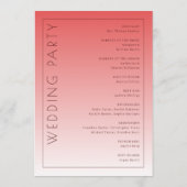 Elegante Koraal Huwelijksceremonie Programmakaart (Achterkant)