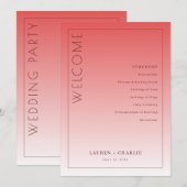 Elegante Koraal Huwelijksceremonie Programmakaart (Voorkant / Achterkant)