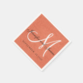 Elegante Koraal Linnen Monogram Trouwpapier Servet (Hoek)