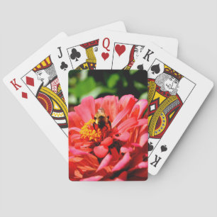 Elegante koraal oranje bloem bijenkorf speelkaarten