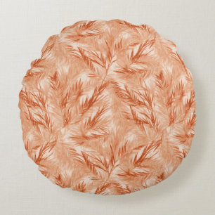 Elegante Koraal Palm Leaf Ronde Kussen