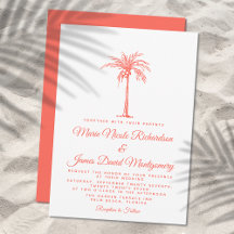 Elegante Koraal Palmboom Formele Strand Bruiloft