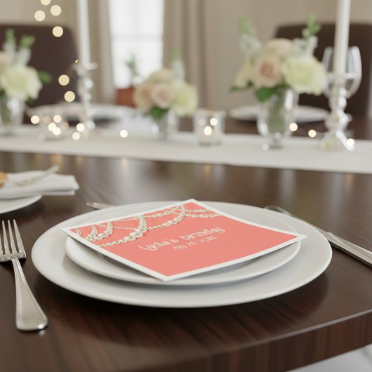 Elegante Koraal Papier servetten met Parel accente