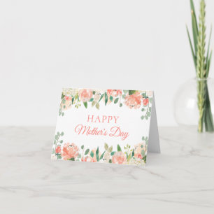 Elegante Koraal Perzik Bloemen Happy Moederdag Kaa Bedankkaart