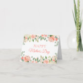 Elegante Koraal Perzik Bloemen Happy Moederdag Kaa Bedankkaart (Voorkant)