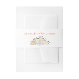 Elegante koraal perzik Rozen Boho chique bloemenbr Uitnodigingen Wikkel