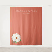 Elegante Koraal Pioen Bloem Wandkleed (Voorkant)