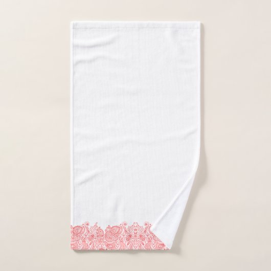 Elegante koraal-rode bloemige paisley vogelaar bad handdoek (Handdoek)