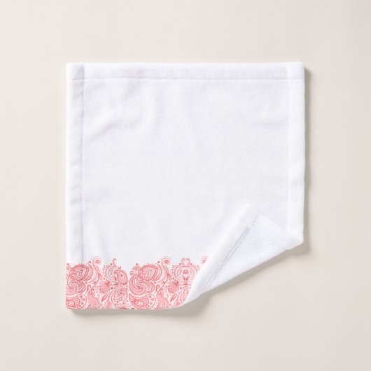 Elegante koraal-rode bloemige paisley vogelaar bad handdoek (Wasdoekje)