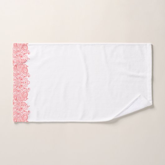 Elegante koraal-rode bloemige paisley vogelaar bad handdoek (Handdoek)