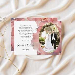 Elegante Koraal Roze Bloemen Foto Dank u Bedankkaart