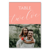 Elegante koraal roze bruiloft foto kaart (Achterkant)