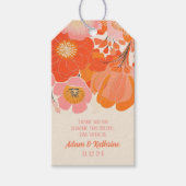 Elegante koraal roze papaver bloem cadeaulabel (Voorkant)