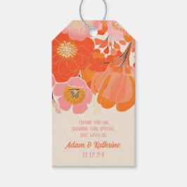 Elegante koraal roze papaver bloem cadeaulabel