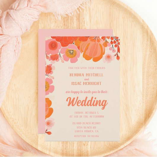 Elegante koraal roze pioen bloem kaart