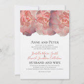 Elegante Koraal Roze Roos Bloemen 2e bruiloft Kaart (Voorkant)