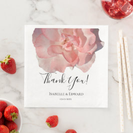Elegante Koraal Roze Roos Bloemige Trouwreceptie Servet