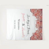 Elegante Koraal Roze Rose Bloemen Lijst bruiloft Wandkleed (Voorkant (horizontaal))