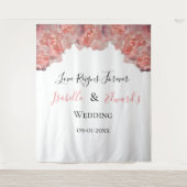 Elegante Koraal Roze Rose Bloemen Lijst bruiloft Wandkleed (Voorkant)