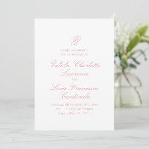 Elegante Koraal Roze Traditionele bruiloft Save The Date