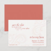 Elegante Koraal Save-the-Date, Caroline Wedding Save The Date (Voorkant / Achterkant)