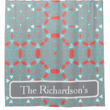 Elegante koraal turquoise grijze geometrische patr