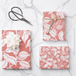 Elegante Koraalblad Luifel Silhouet Inpakpapier Vel