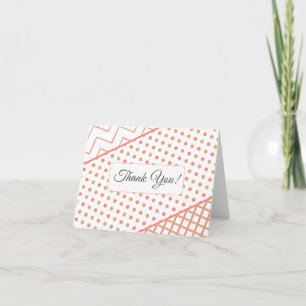 Elegante koraalgeometrische Chevron-stippenruit Bedankkaart