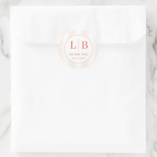 Elegante koraalrode bedankbrief ronde sticker