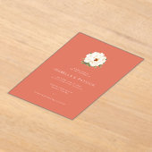 Elegante Koraalrode Bloemen Bruiloft Uitnodiging (Laagn)