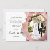 Elegante koraalroze bloem foto bedankt (Voorkant)
